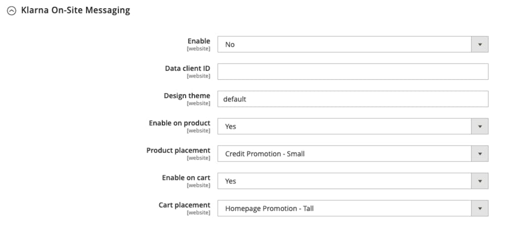 A screenshot of On-site messaging configuration in the Adobe Commerce Admin.