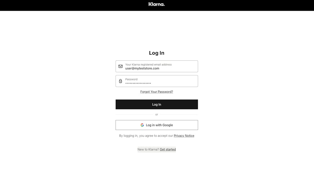 A screenshot of the Merchant portal login page.