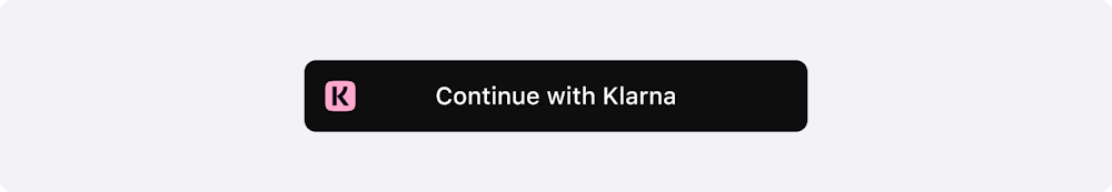 An image showing the standard Sign in with Klarna button with the Klarna badge aligned to the left. The button text is "Continue with Klarna".