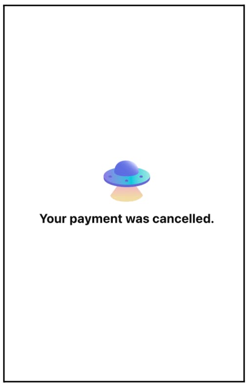 The cancelation message is displayed after you cancel an in-store payment session.