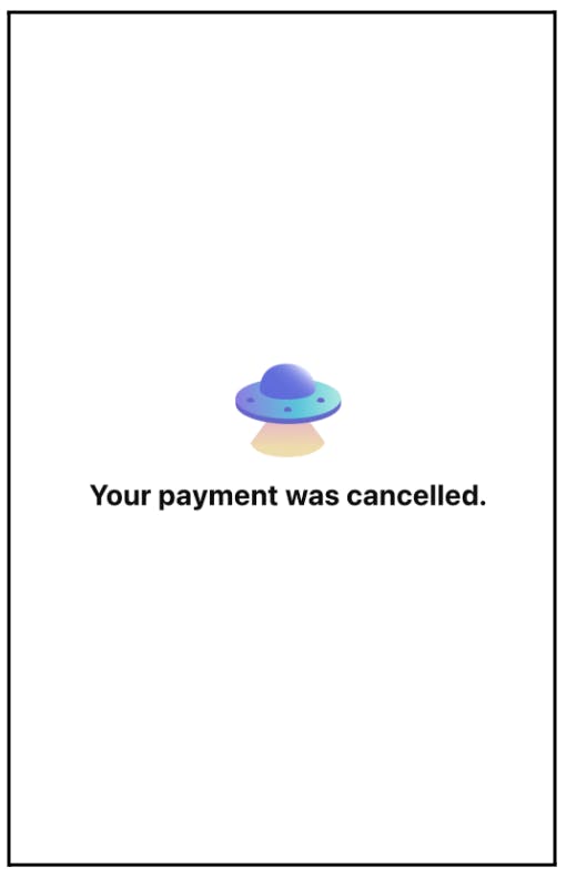 The cancelation message is displayed after you cancel an in-store payment session.