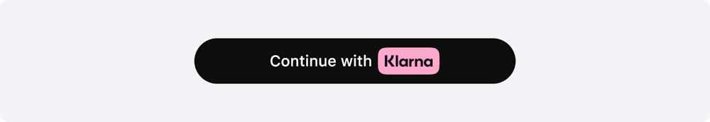 An image showing the standard Sign in with Klarna button in the pill shape. The button text is "Continue with Klarna".