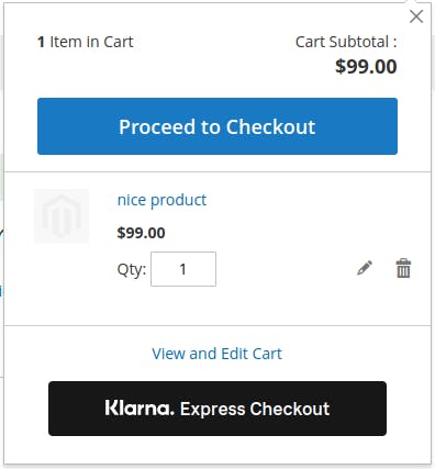 A screenshot of a checkout page showing the Express button.