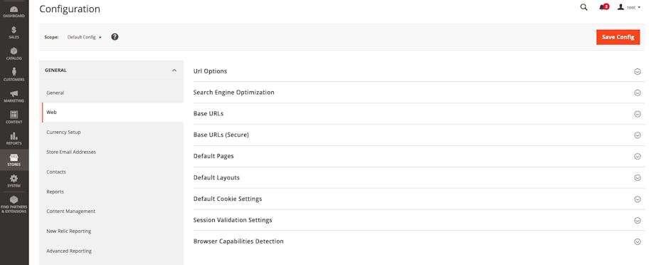 Screenshot of the Configuration menu in the Adobe Commerce Admin.