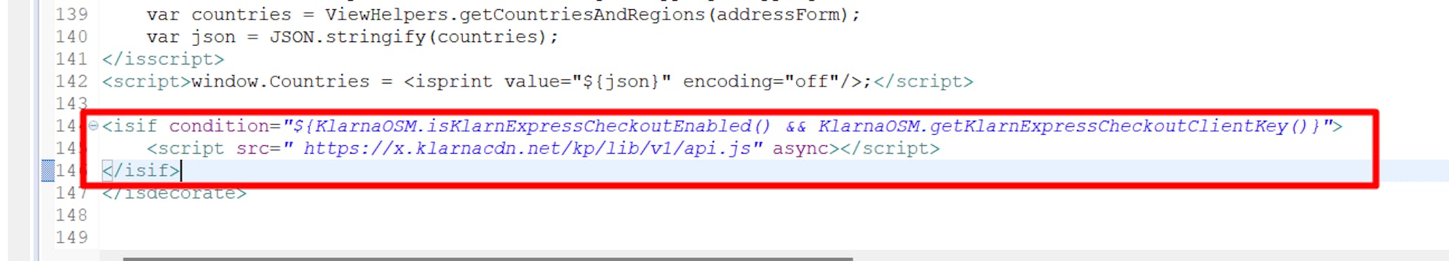 Modifications in singleshipping.isml (cont.)