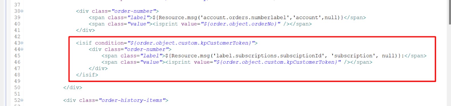 Modifications in orders.isml