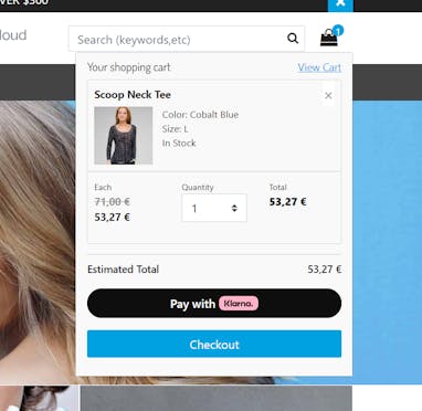  Klarna Express checkout on minicart