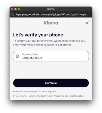 Klarna authentication