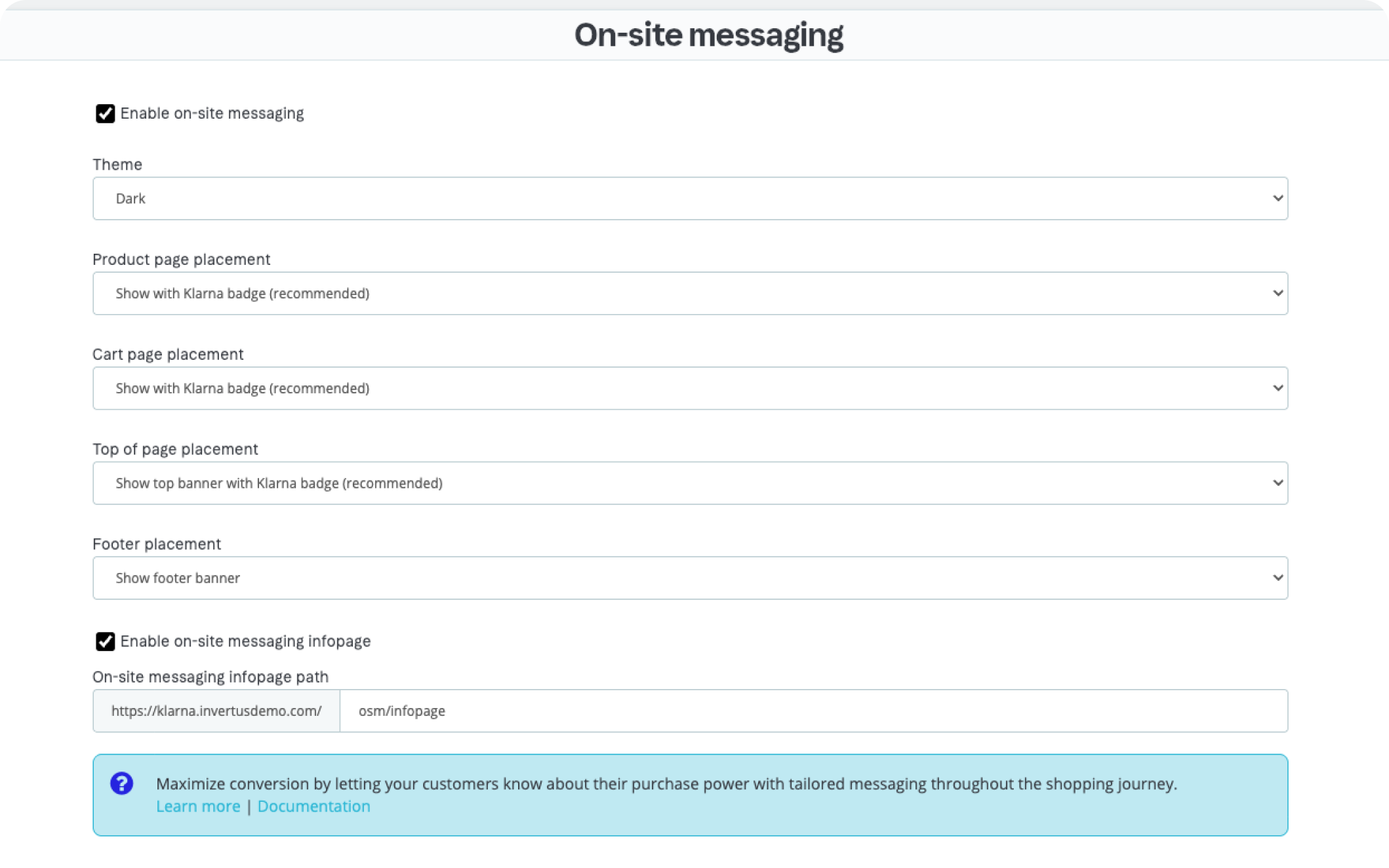On-site messaging configuration on PrestaShop