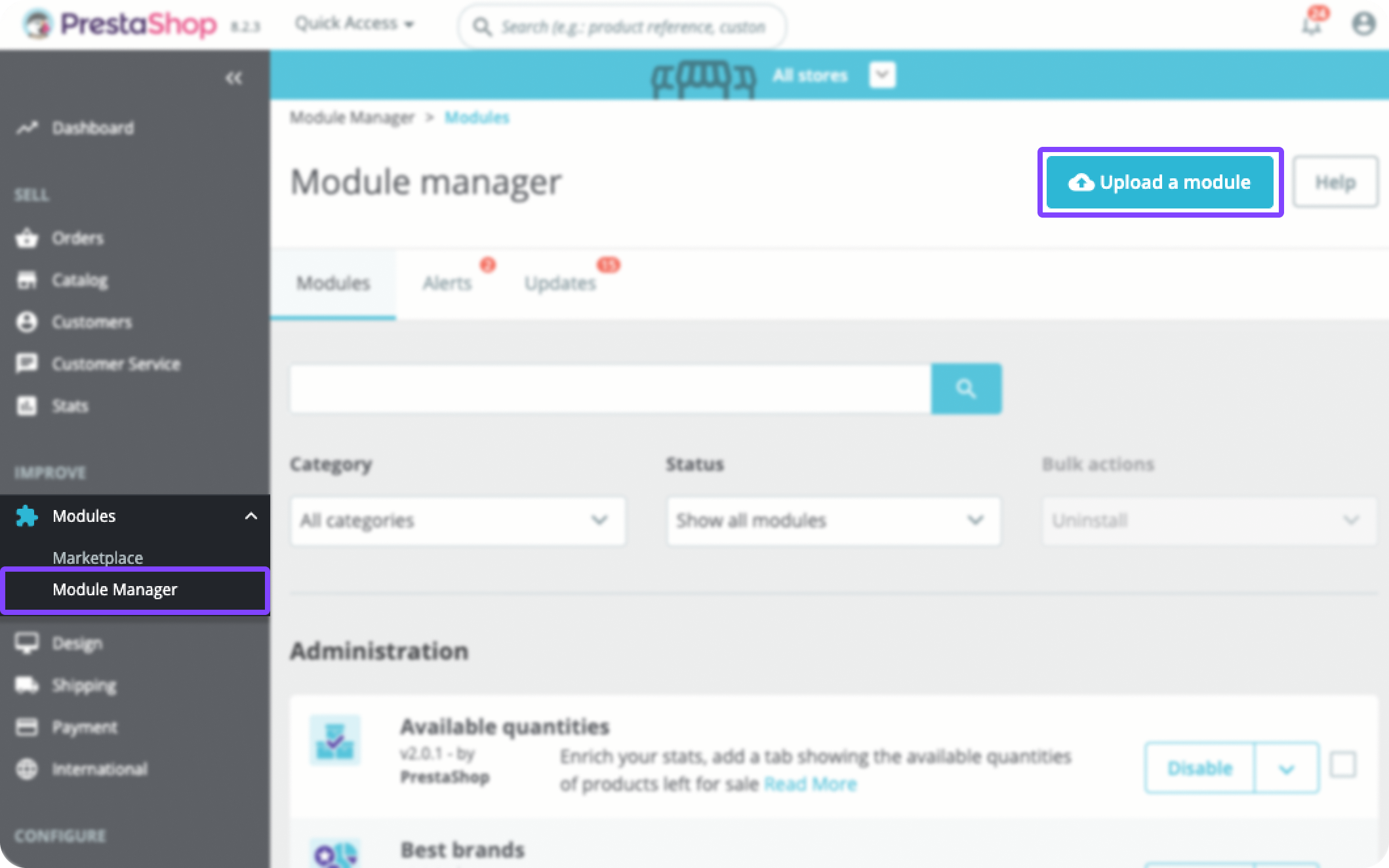 Uploading the klarnapayments.zip file in the Module Manager