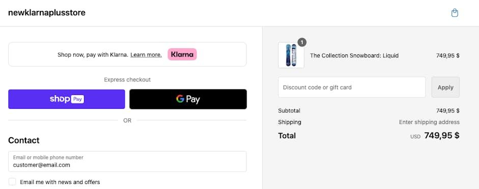 An image displaying Checkout On-Site Messaging on an example Shopify store.