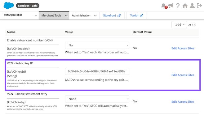 VCN Public Key ID