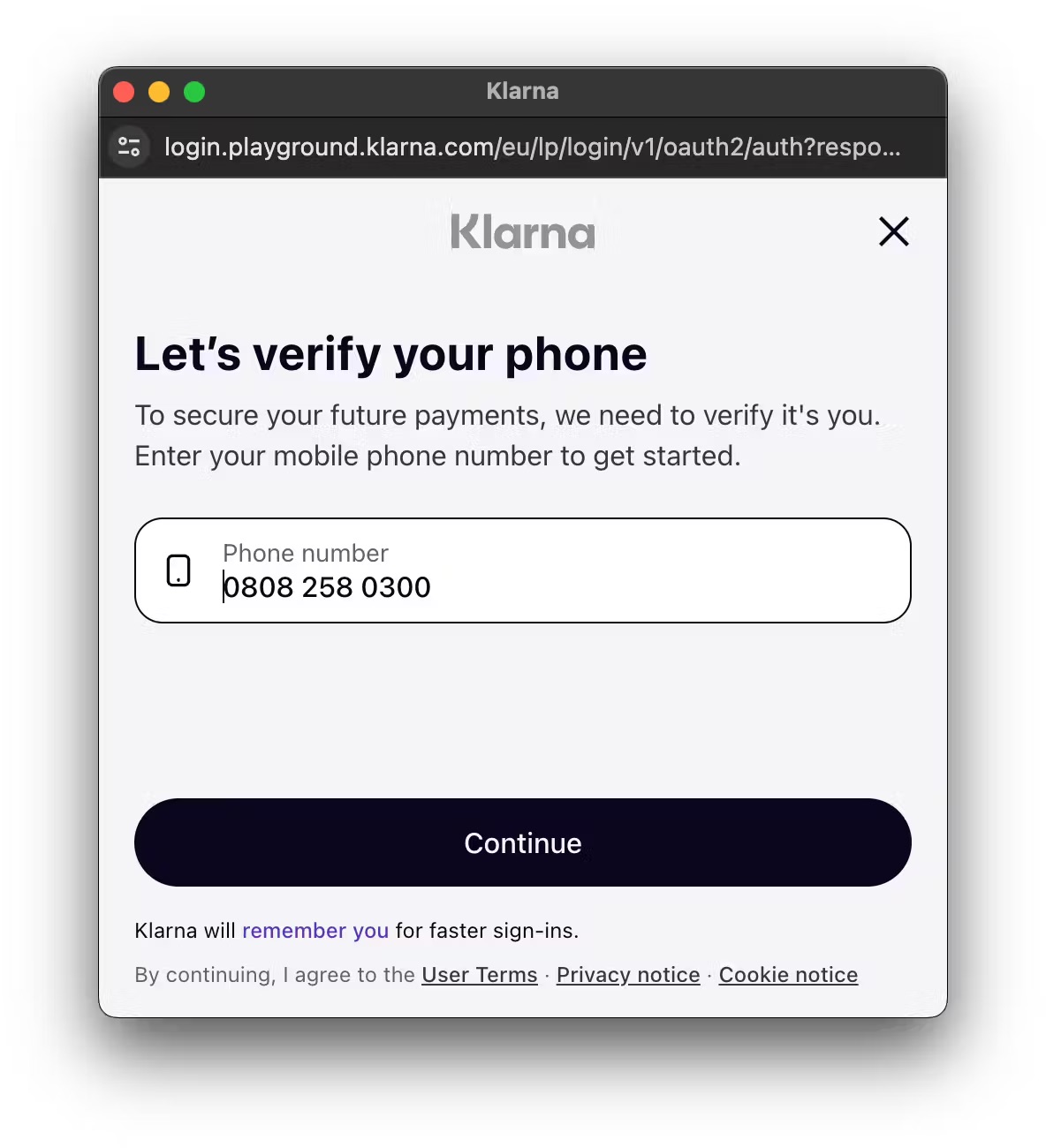 Klarna authentication