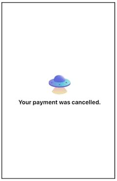 The cancelation message is displayed after you cancel an in-store payment session.